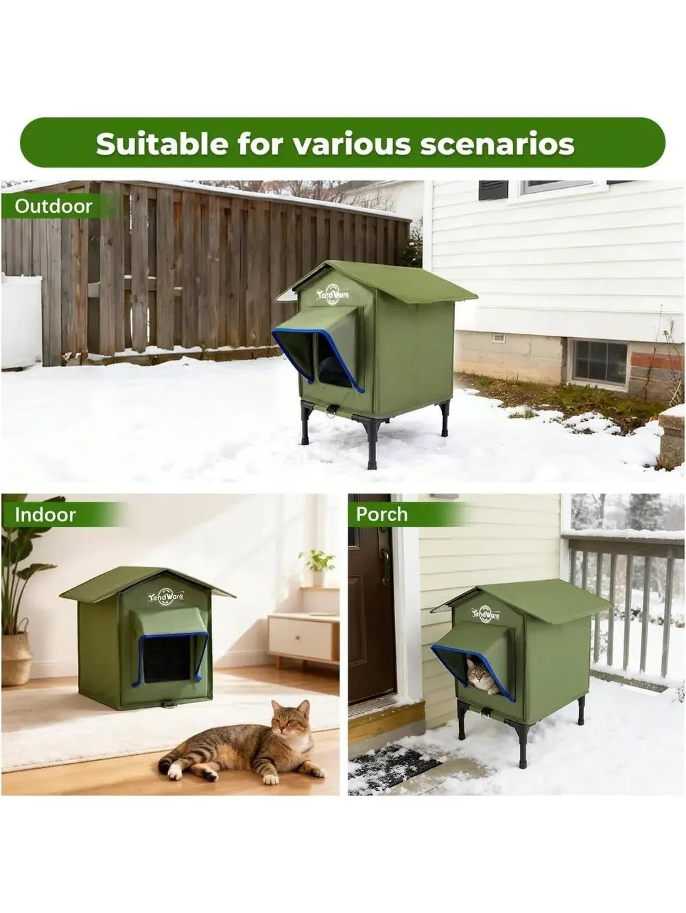 Outdoor Cat House Heated Cat House for Outside with Elevated Base